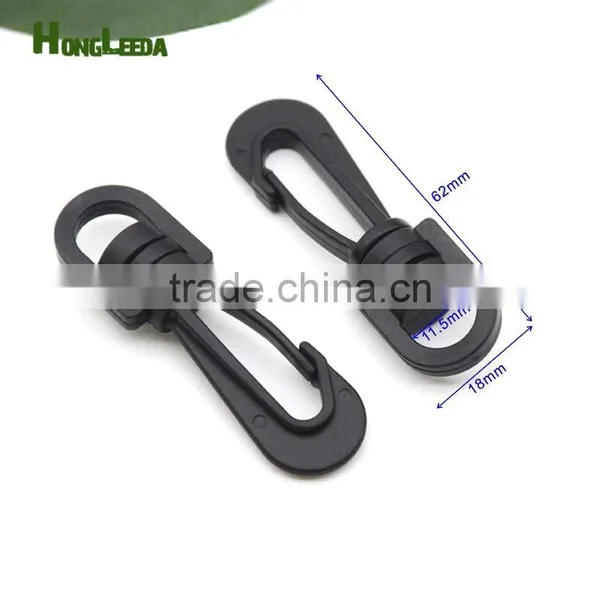 HLD/B001F Black POM Plastic Spring Snap Clip Hooks Carabiner Paracord Strap Hooks Rotary Hooks Swivel Snap Hook photo-4