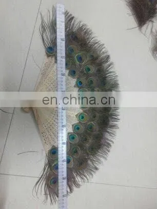 Small Fan 30cm-55cm Wide Peacock Feather Fan for Party photo-2