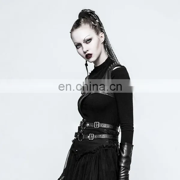 Punk Rave Gothic Black Chest Harness-top S-221 photo-2