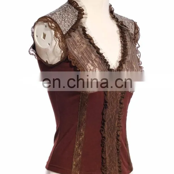 Steam Punk Sleeveless V-cut Lace Top photo-3