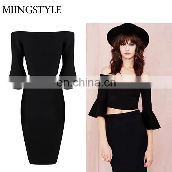 Fashion Two Pieces Women Top & Skirt Bandage Plus Size Women Dress for Wholesale