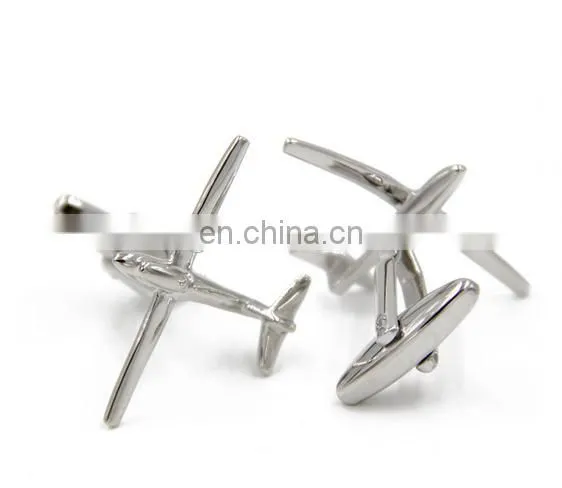 Silver Airplne Shape Cufflink, Custom Make Cufflink,ainz Alloy Silver Aircraft Design Cufflinks and Tie Clip as per Your Own l photo-3