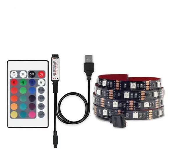 USB LED Strip 5050 RGB 24Key IR Remote / Mini 3Key Controller TV Background Lighting RGB LED Strip IP20 / IP65