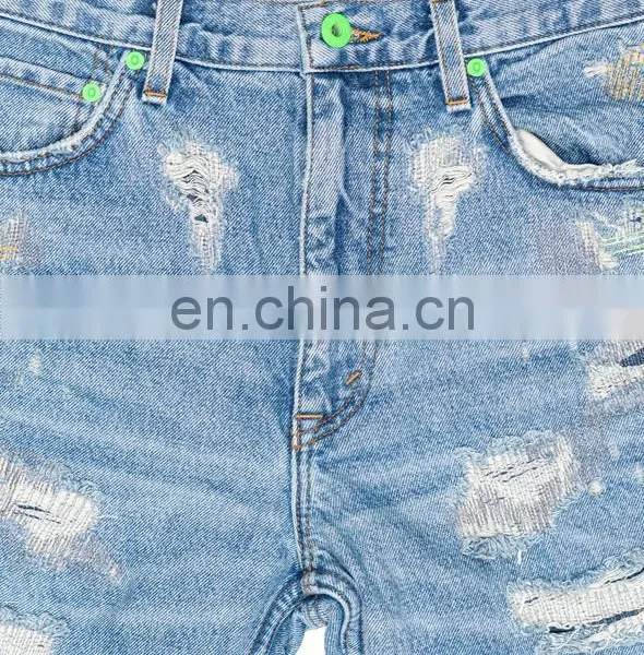 Diznew OEM Denim Baggy Pants Distressed Streetwear Ripped Embroidered Mens Jeans photo-3