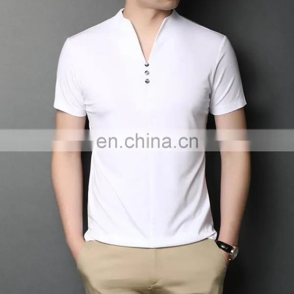 New Design Cotton v Neck Shirt and Polo t Shirt Man