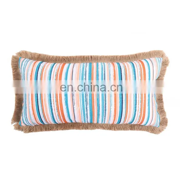 High Quality Summer Holiday Decorative Fruit Pattern Customized Striped Spun Jute Outdoor Cushion Pillow photo-7