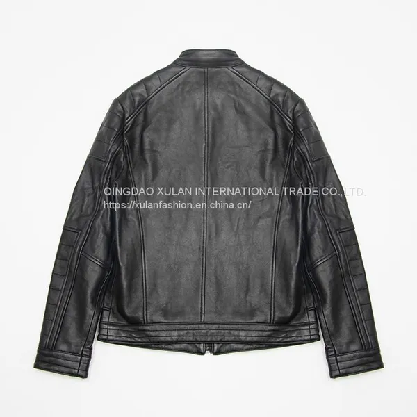 2021 NEW FASHION STYLE MEN'S GENUINE LEATHER JACKET OUTERWEAR MOTORCYCLE JACKET photo-2
