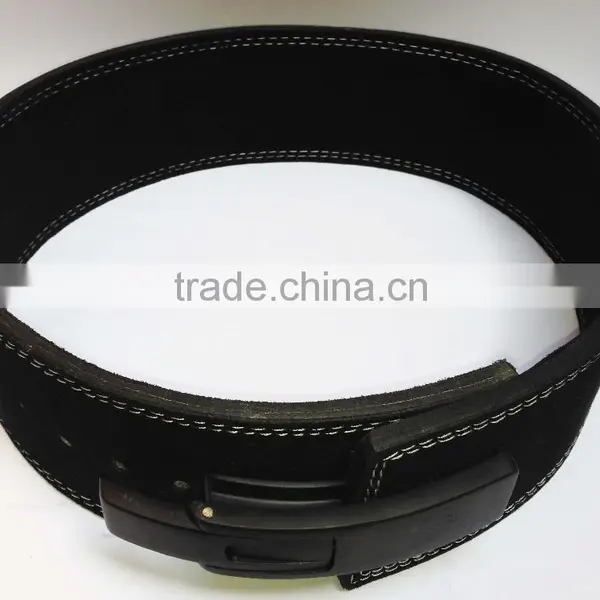 Professional Fitness Weightlifting Power Gym Belt Lever Genuine Leather Belt 4" Black Buckle New photo-3