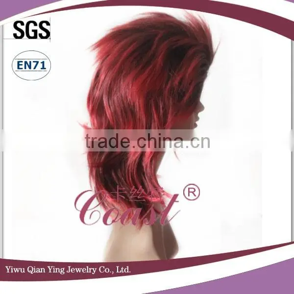 Fake Red and Black Emo Wild Punk Synthetic Hair Wigs photo-2