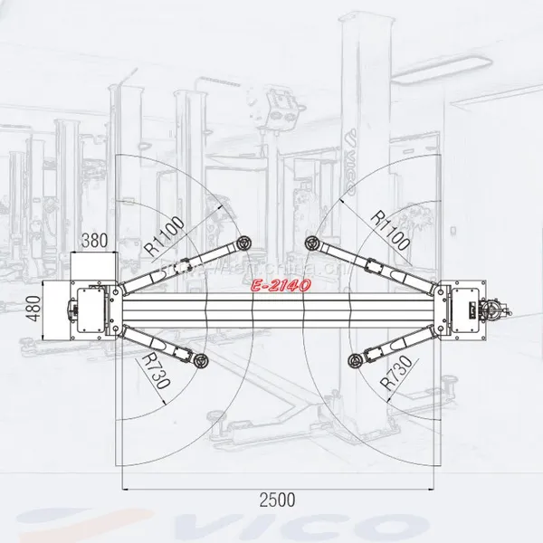 4 Ton Eight Bended Post With Two 2 Post Side Manual Release Hydraulic Car Lift V-LZW-E-2140 photo-5