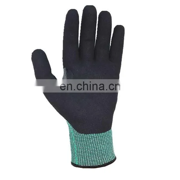 Factory Custom Green HPPE Nitrile Coated Palm Anti-Cut Resistant Hand Safety Work Gloves photo-4