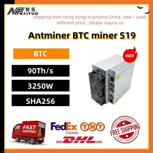 New S19 90t Antminer Bitcoin Miner BTC BCH /BSV SHA256 Algorithm Air-cooling Miner Asic Crypto Miner