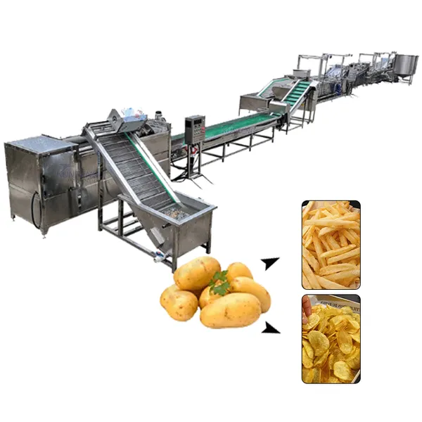 Full Automatic Frozen French Fries Production Line Potato Chips Making Machine EPC