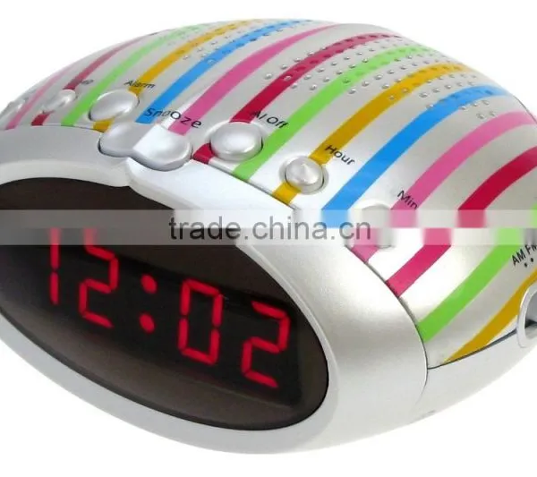 Multicolor Strip AM FM Dual Alarms Clock PLL Radio photo-2