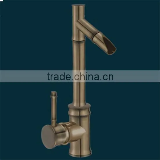 Brass Antique Bronze Tall Bamboo Waterfall Counter Basin Faucet