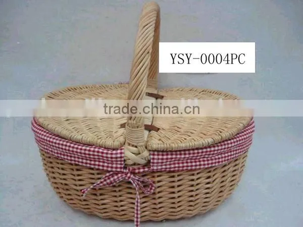 Wholesale Woven Willow Picnic Basket With Handle