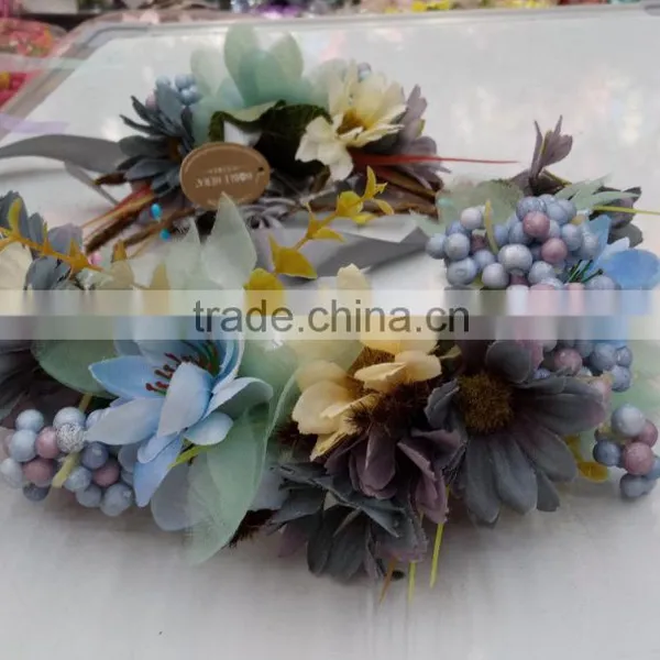 HL010 Fashion Women Tiara Flower Garland Crown Headband +bracelet Sets Wedding Garland Hair Crown Handband