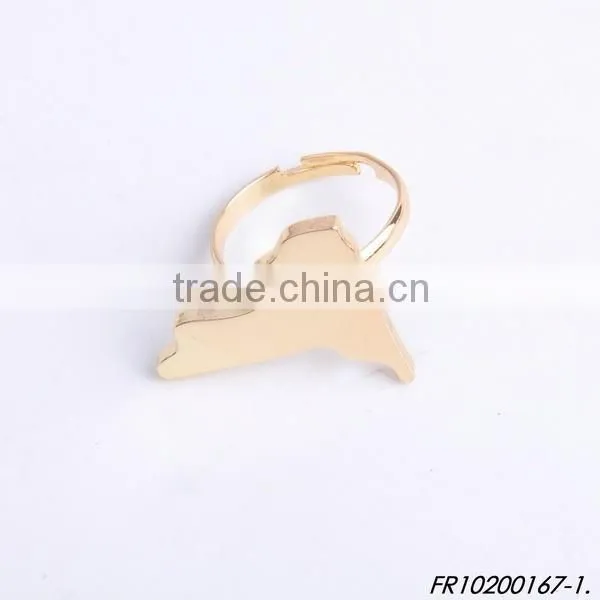 Shiny Gold and Shiny Silver Plating Adjustable Different States of Usa Map Rings photo-3