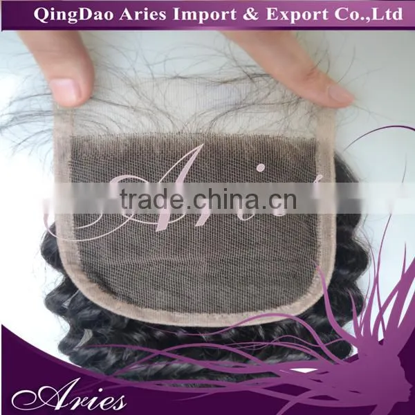 7A Grade Peruvian Curly Lace Closure,virgin Human Hair Closure,Free Middle and 3 Part 4*4 Can be Dyed DHL Free Shipping photo-2