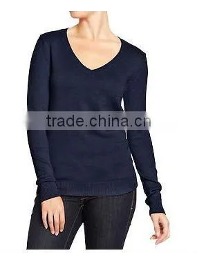 Factory Price Wholesale Women's V Neck Sweater New Design Blank Sweaters photo-4