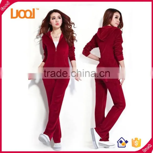 GuangZhou LuoQi Plain Custom Sweat Suits Women Hoodies Velour Tracksuits Wholesale