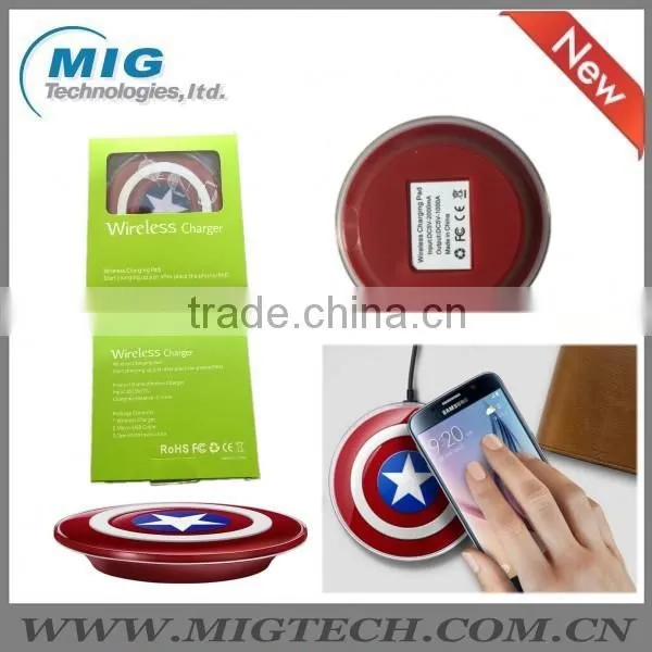 For Samsung S6 Edge QI Wireless Charger, for Samsung S6 Edge Avengers Edition Wireless Charging Pad Captain America Shield photo-5
