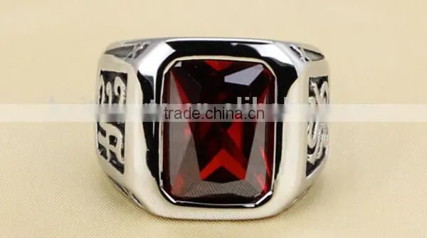 High Quality Vintage Jewelry Titanium Stainless Steel Mens Rings With Ruby photo-4