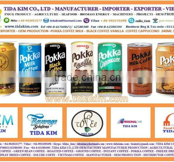 POKKA COFFEE - TIDA KIM - POKKA MILK COFFEE - POKKA BLACK COFFEE -POKKA VANILLA COFFEE - POKKA CAPPUCCINO ORIGIN 240ML 300ML