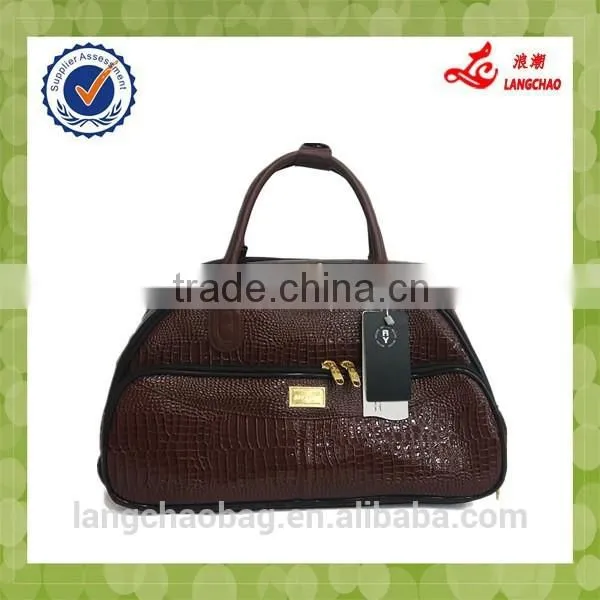 Popular Design Hot Sale Durable PU Material Real Push Trolley High Quality Wheel Trolley Duffle Bag photo-3