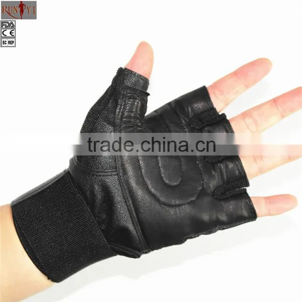 Real Leather Fingerless Bikes Cycling Gym Wheelchair Gloves photo-5