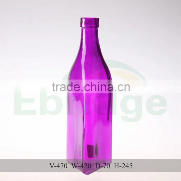 500ml Colored Glass Triangle Shape Vodka Liquor Alcohol Bottles photo-2