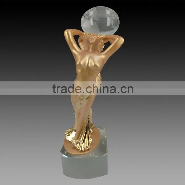 Brass Ladies Hold Globe Venus Awards With Base Design Factory Direct Sell Customized Black Metal Award Trophy photo-3