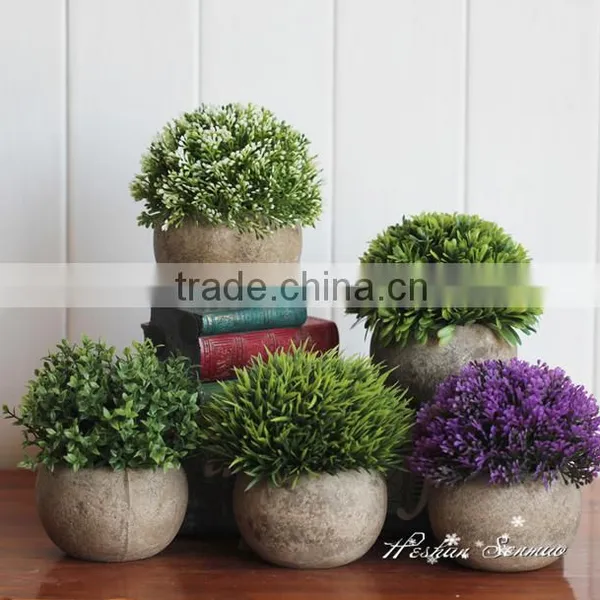 High Quality Table Decoration Artificial Topiary Grass Ball Bonsai Potted Plant photo-2