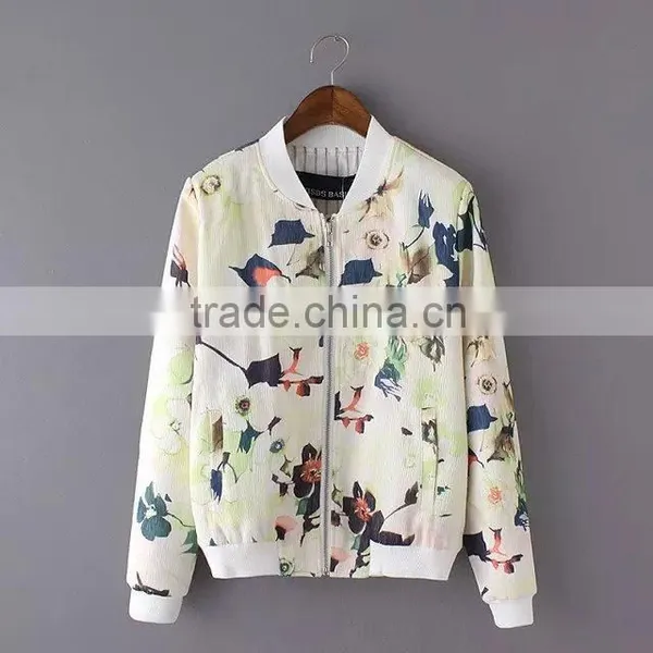 Cheap China Wholesale Clothing Floral Print Baseball Coat photo-3