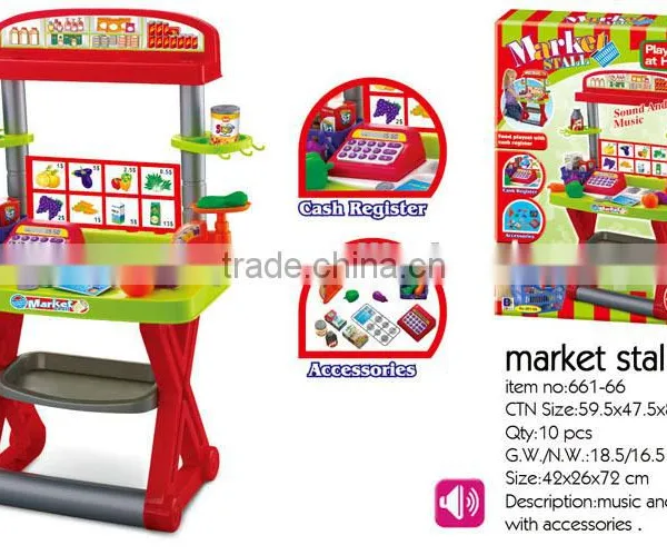 Market Stall Toys With the Cash Register for Kids Funny Toys Play at Home
