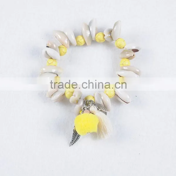 Bohemia Jewelry Stone Teething Pom Shell Bracelet photo-5