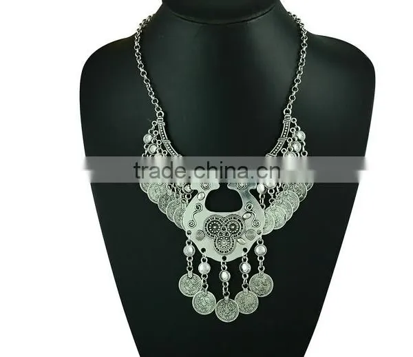 2016 Fashion Coin Tassel Bohemia Gypsy Vintage Choker Collar Statement Necklaces photo-6