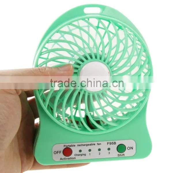 Low Price China Supplier 3 Speed Rechargeable Mini Fan USB Fan With LED Lights Battery photo-2