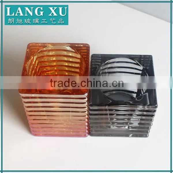 Square Color Glass Candle Holder photo-4
