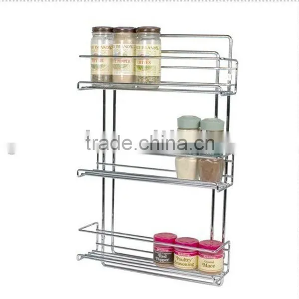 3 Tier Chromed Mount Wall Spice Jars Rack