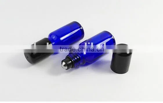 10ml Perfume Roller Ball Bottle Blue Glass Stainless Steel Bead Bottle photo-2