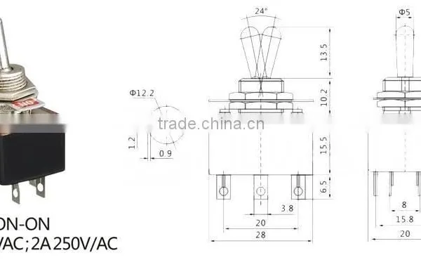 Pcb Mounting Switch,Toggle Switch With UL Approval,DPST ON-OFF Toggle Switch photo-4