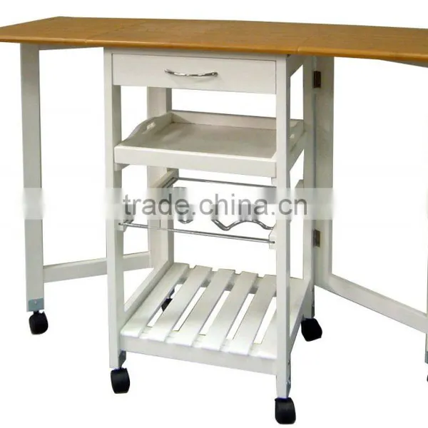 Bamboo Kitchen Trolleys With Baskets Wheels for Kitchen Room photo-3