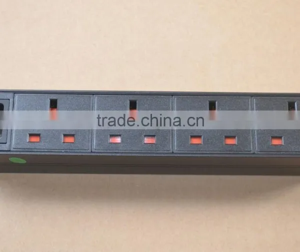 1U 4 Way IEC Sockets Horizontal PDU With IEC Mains Cable uk Socket