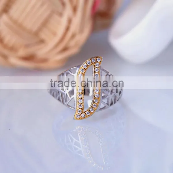 Pure Silver Hollow Out Life of Tree Branches Net Leaf Ring With Gold Plated photo-5