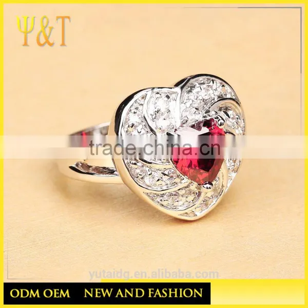 Jingli Jewelry Heart Shaped Silver Ring With Ruby (YJ-809) photo-4