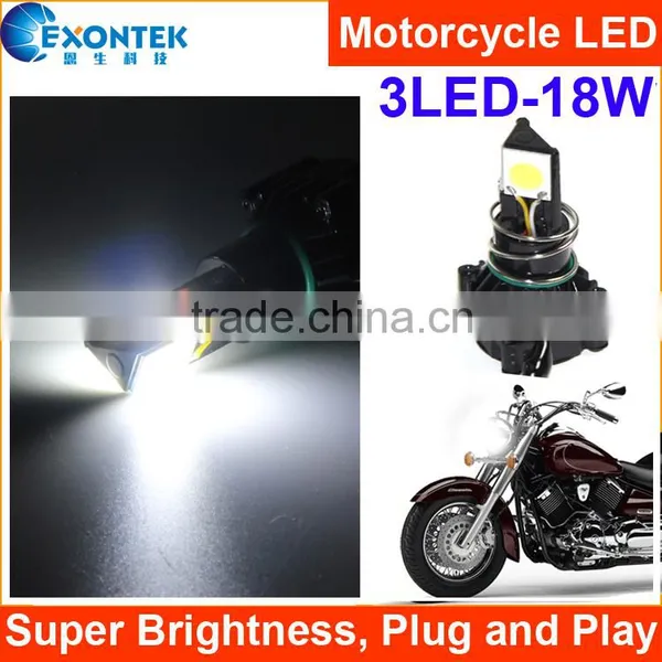China Supplier 3pcs*6W Motorcycle LED Headlight Motorcycle Headlight With 1 Year Warranty