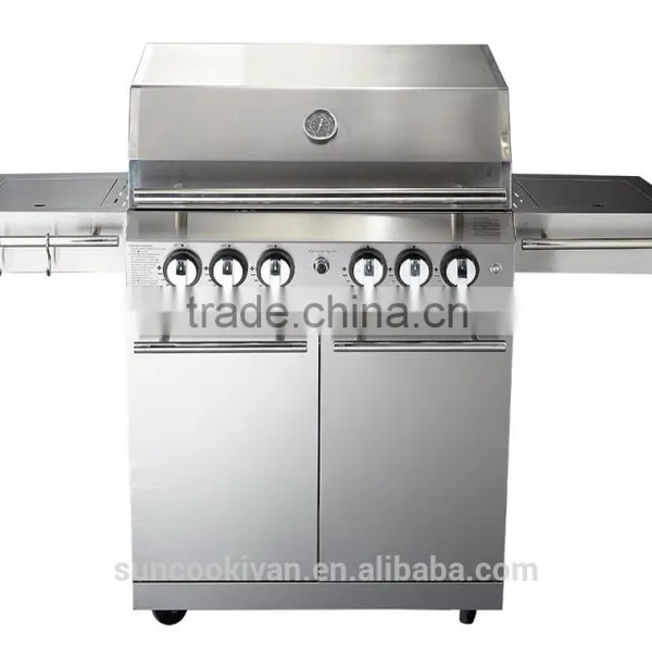 AGA/CE Certified Grill Bbq, 4 Main Burners