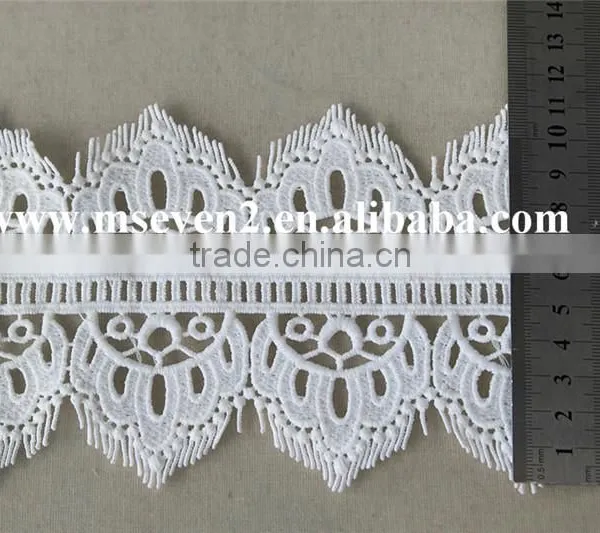 100 % Polyester New Fancy Embroidery Lace Trim,scallop Lace Trim, Eyelash Crochet Lace Trim in White photo-5