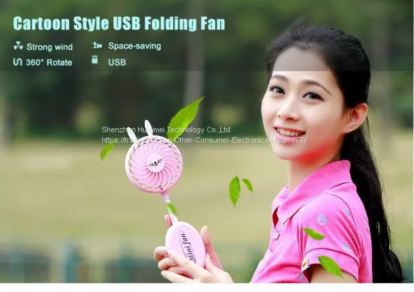 Handheld Mini Cartoon Style USB Folding Fan for Girls In Summer